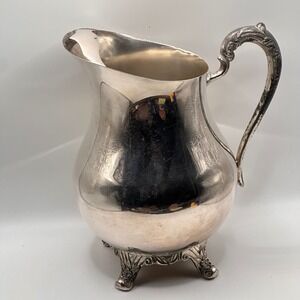 Vintage FB Rogers Silver Co Footed Water Pitcher Ice Guard 3707 Silverplate